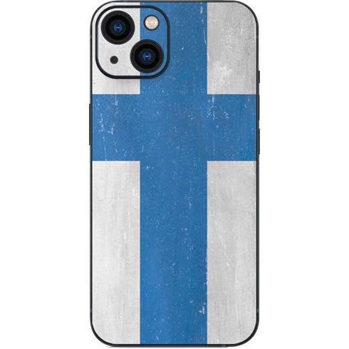 Finland Flag Distressed iPhone 15 Plus Skin